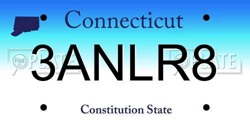 3ANLR8 Connecticut License Plate