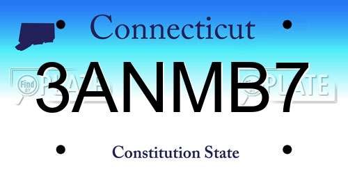 3ANMB7 Connecticut License Plate