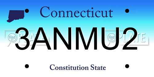 3ANMU2 Connecticut License Plate