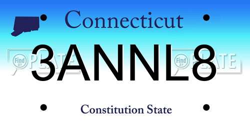 3ANNL8 Connecticut License Plate
