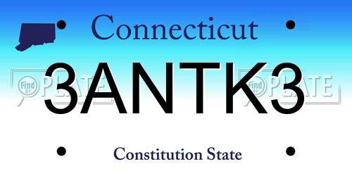 3ANTK3 Connecticut License Plate