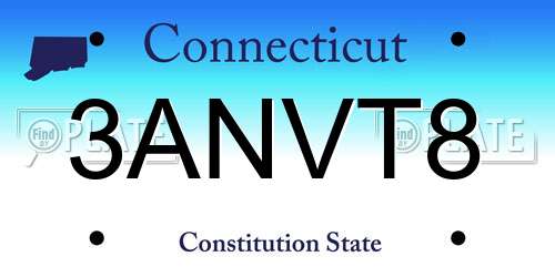 3ANVT8 Connecticut License Plate