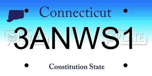 3ANWS1 Connecticut License Plate
