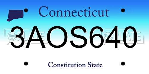 3AOS640 Connecticut License Plate