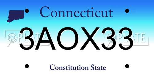 3AOX33 Connecticut License Plate
