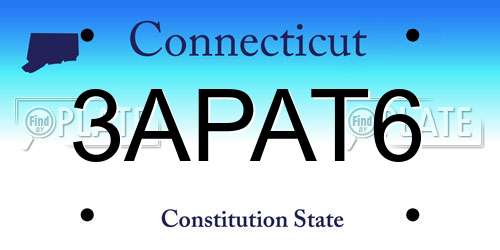 3APAT6 Connecticut License Plate