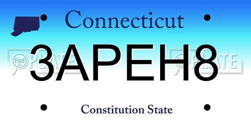 3APEH8 Connecticut License Plate