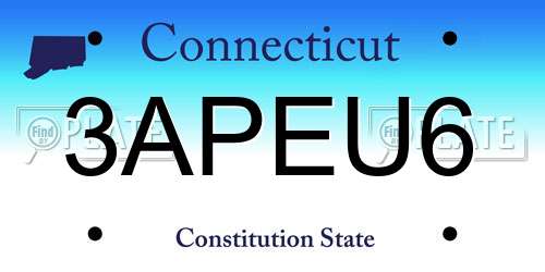 3APEU6 Connecticut License Plate