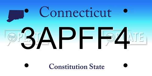 3APFF4 Connecticut License Plate