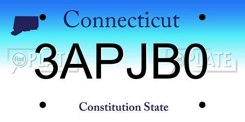 3APJB0 Connecticut License Plate