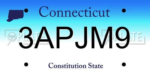 3APJM9 Connecticut License Plate