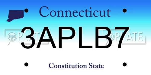 3APLB7 Connecticut License Plate