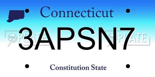 3APSN7 Connecticut License Plate