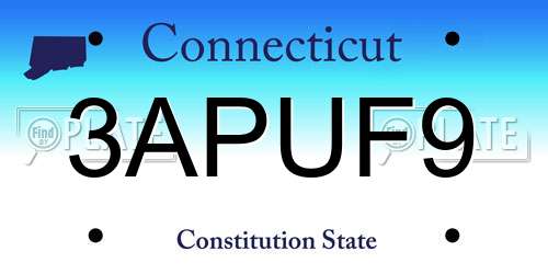 3APUF9 Connecticut License Plate