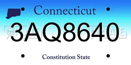 3AQ8640 Connecticut License Plate