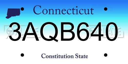 3AQB640 Connecticut License Plate
