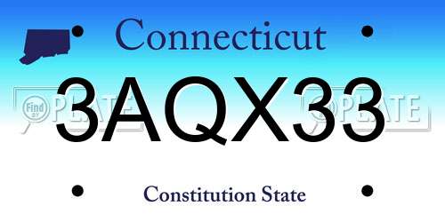 3AQX33 Connecticut License Plate