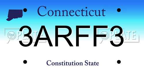 3ARFF3 Connecticut License Plate