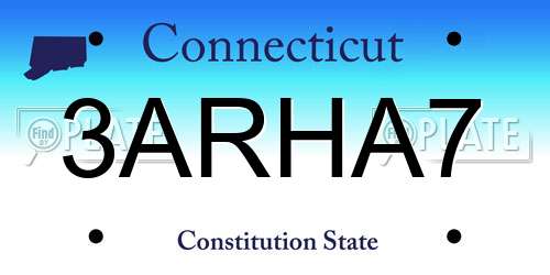 3ARHA7 Connecticut License Plate
