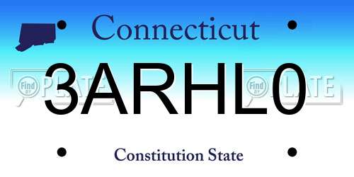 3ARHL0 Connecticut License Plate