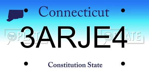 3ARJE4 Connecticut License Plate