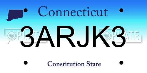 3ARJK3 Connecticut License Plate
