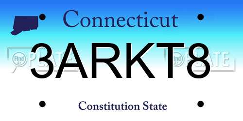 3ARKT8 Connecticut License Plate