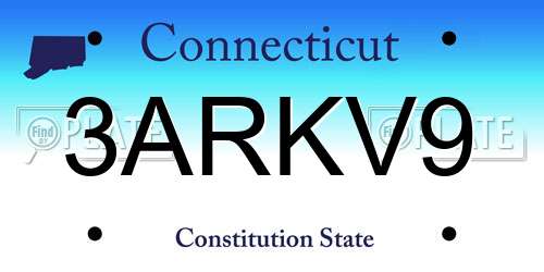 3ARKV9 Connecticut License Plate