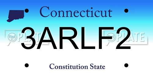 3ARLF2 Connecticut License Plate