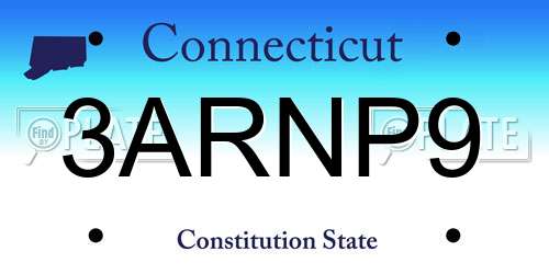 3ARNP9 Connecticut License Plate