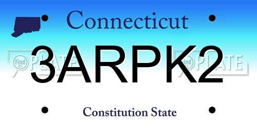 3ARPK2 Connecticut License Plate