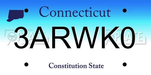 3ARWK0 Connecticut License Plate