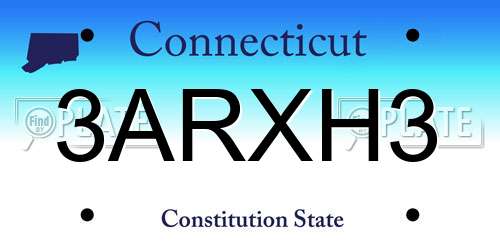 3ARXH3 Connecticut License Plate