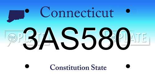 3AS580 Connecticut License Plate