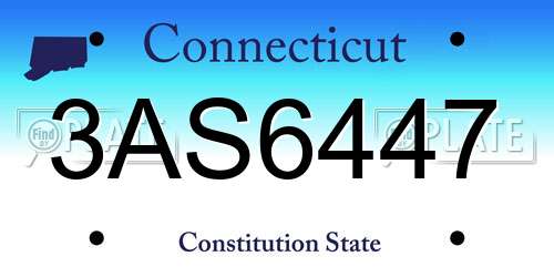 3AS6447 Connecticut License Plate