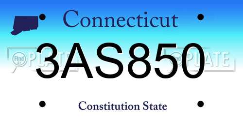 3AS850 Connecticut License Plate