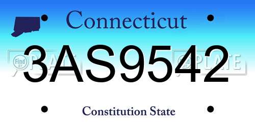 3AS9542 Connecticut License Plate