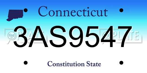 3AS9547 Connecticut License Plate