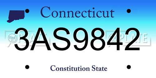 3AS9842 Connecticut License Plate