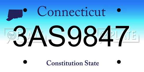 3AS9847 Connecticut License Plate