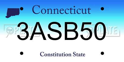 3ASB50 Connecticut License Plate