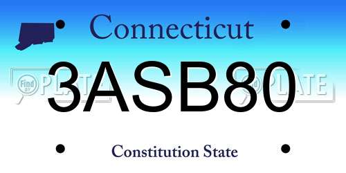 3ASB80 Connecticut License Plate