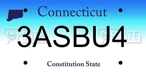 3ASBU4 Connecticut License Plate