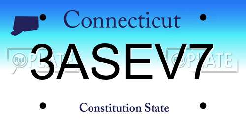 3ASEV7 Connecticut License Plate