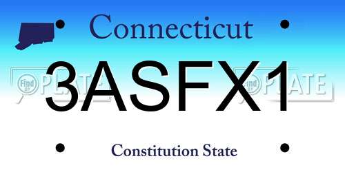3ASFX1 Connecticut License Plate