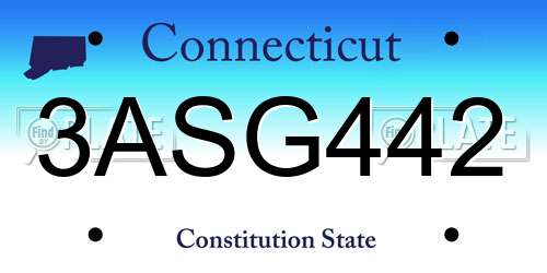 3ASG442 Connecticut License Plate