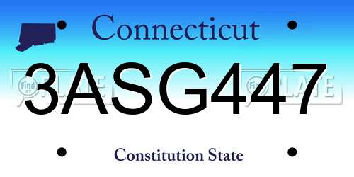 3ASG447 Connecticut License Plate