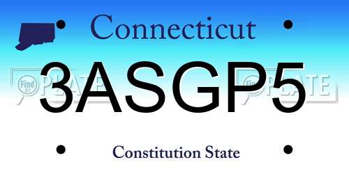 3ASGP5 Connecticut License Plate