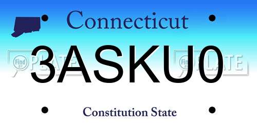 3ASKU0 Connecticut License Plate