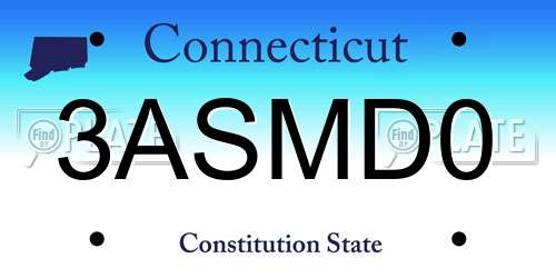 3ASMD0 Connecticut License Plate